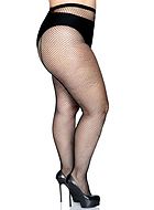 Strumpfhose, Netz, Naht hinten, Plus Size